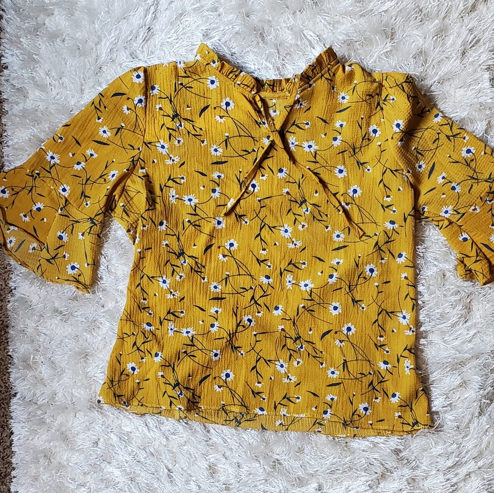 Shein yellow floral blouse